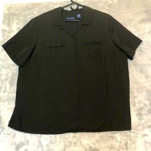 Karen Scott Black Button Up Short Sleeve Blouse Size 2x